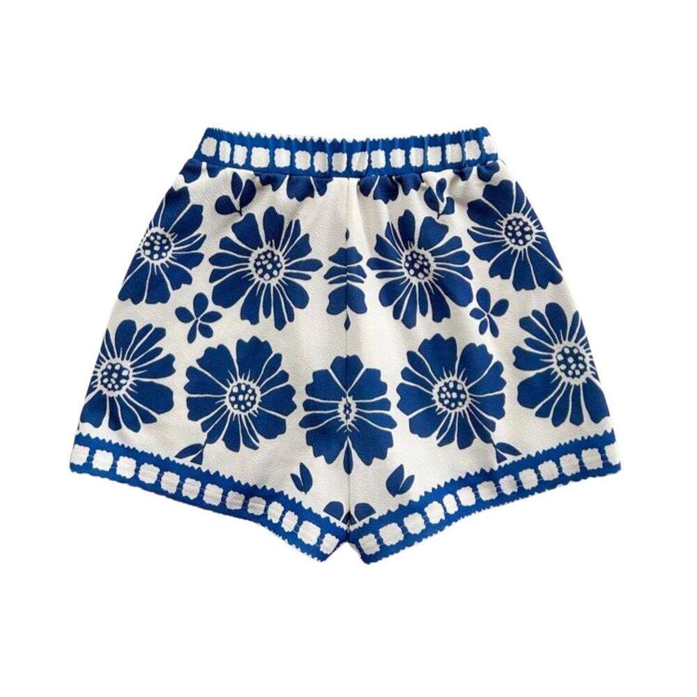 Soleia Blue and White Floral Shorts Sz XL